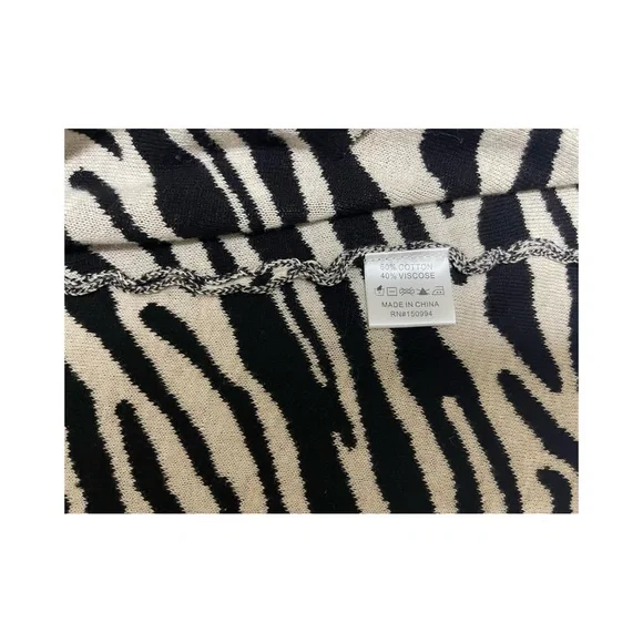 Belldini Womens Hoodie Cardigan Sweater Size L Black-Beige Animal Print cotton - Picture 9 of 9
